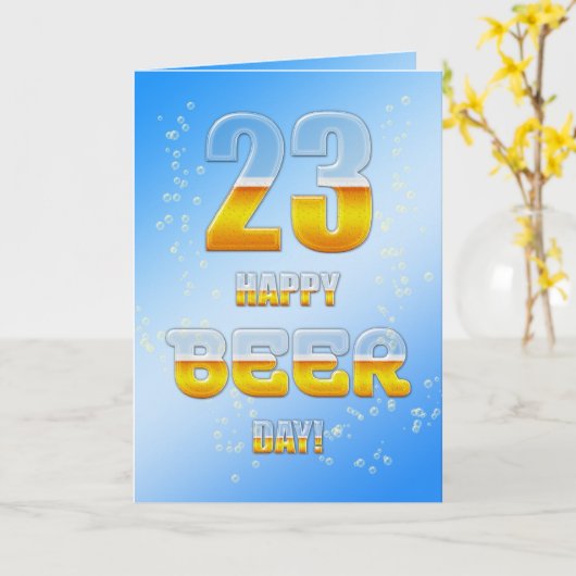 Happy Beer day 23rd birthdayカード カード (黄色い花)