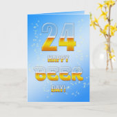 Happy Beer day 24th birthdayカード カード (黄色い花)