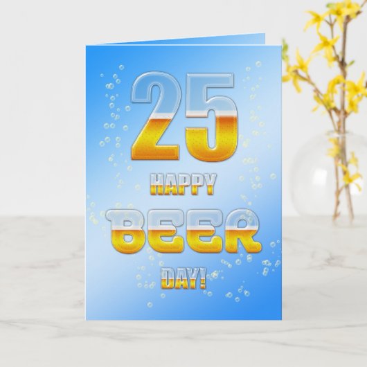 Happy Beer day 25th birthdayカード カード (黄色い花)