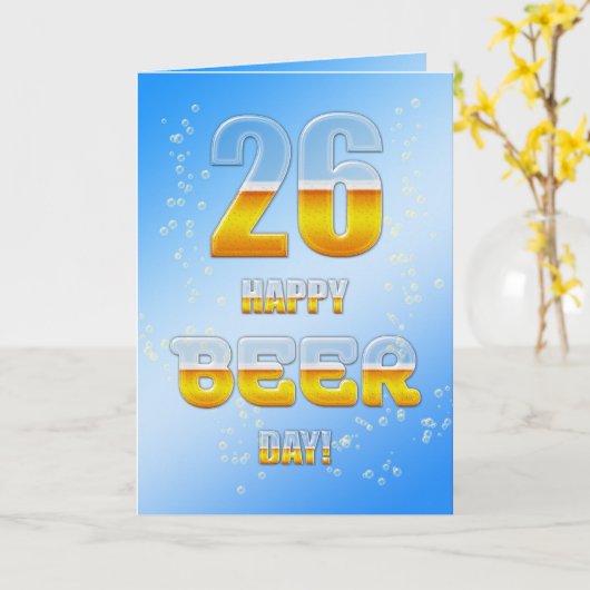 Happy Beer day 26th birthdayカード カード (黄色い花)
