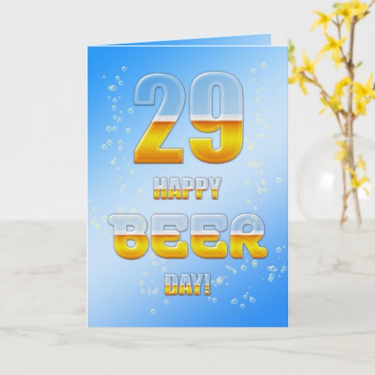 Happy Beer day 29th birthdayカード カード (黄色い花)