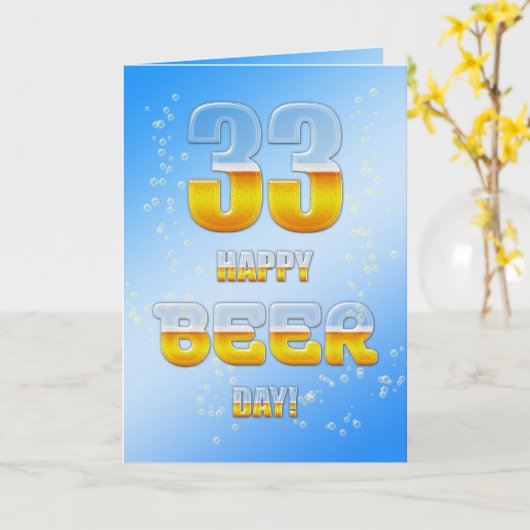 Happy Beer day 33rd birthdayカード カード (黄色い花)