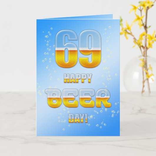 Happy Beer day 69th birthdayカード カード (黄色い花)