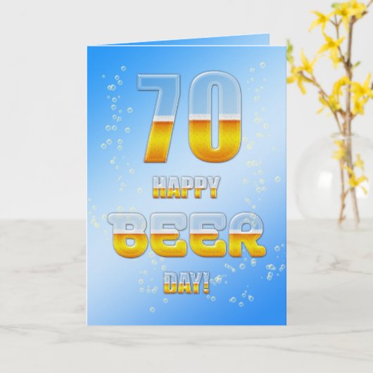 Happy Beer day 70th birthdayカード カード (黄色い花)