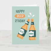 Happy beer-thday beer bottles punny birthday card カード (正面)