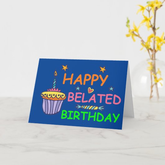 Happy Belated Birthday カード (黄色い花)