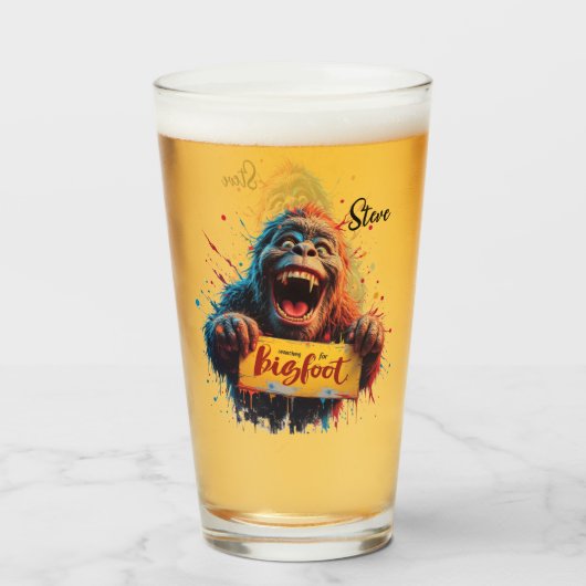 Happy Bigfoot Sasquatch Mugshot Search Team  タンブラーグラス (ドリンク裏面)