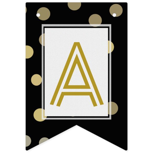 ☆HAPPY BIRTHDAY☆の金ゴールドの水玉模様 バンティングフラッグ (第3の旗)