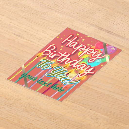 Happy Birthday  アクリル招待状 (レイダウン)
