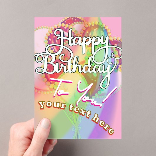 Happy Birthday  アクリル招待状 (インサイチュ (ポータブル))