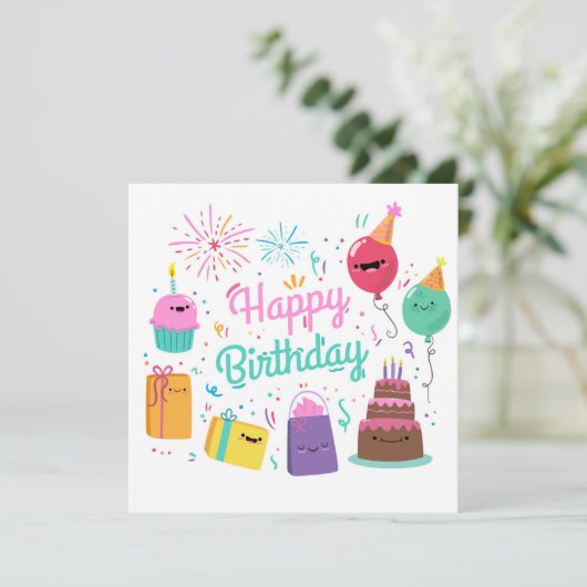 Happy Birthday カード (スタンド正面)