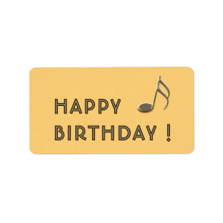 "Happy Birthday" ゴールド ミュージックノート イエロー ギフト ラベル