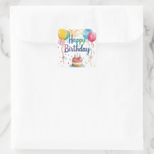 Happy Birthday スクエアシール (バッグ)