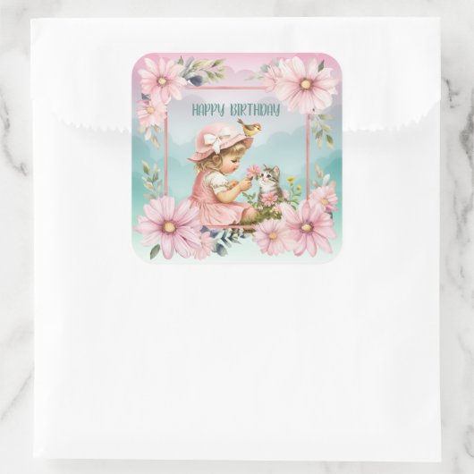 Happy Birthday  スクエアシール (バッグ)