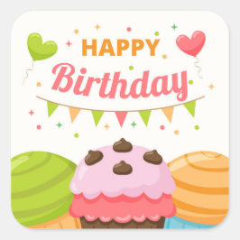 Happy Birthday スクエアシール