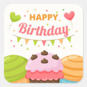Happy Birthday スクエアシール (正面)