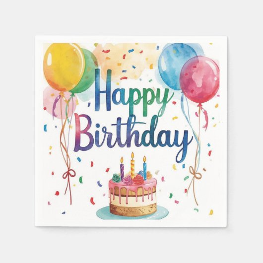 Happy Birthday スタンダードカクテルナプキン (正面)