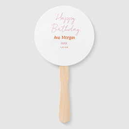 HAPPY BIRTHDAY ピンク オレンジ 名前 シンプル 年齢 場所  ハンドファン