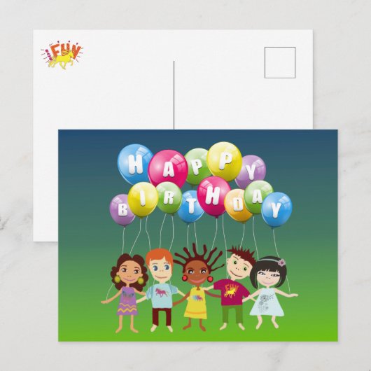 Happy Birthday ポストカード (正面/裏面)