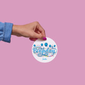 "Happy Birthday" 名前タグ入り シンプルでエレガント ラウンドシール