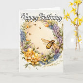 Happy Birthday | 春のマルハナバチコラージュ カード (黄色い花)