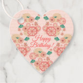 Happy Birthday - 春の桃の花の庭園 2026 フェイバータグ (正面)