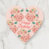 Happy Birthday - 春の桃の花の庭園 2026 フェイバータグ (裏面)