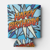 HAPPY BIRTHDAY 楽しいモダン コミック ブルー 缶クーラー (裏面)