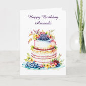 Happy Birthday | 着色ページ 名前入り カード (正面)