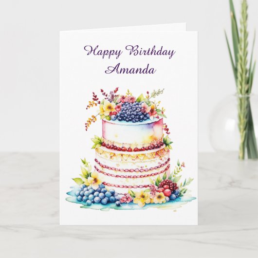 Happy Birthday | 着色ページ 名前入り カード (正面)
