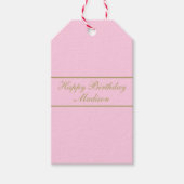Happy Birthday 筆記体 名前 粉色 ピンク ゴールド ギフトタグ (正面)