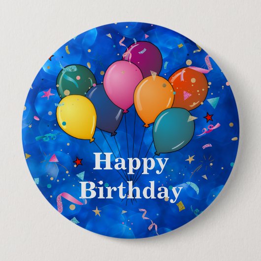 "Happy Birthday," 記念日 風船 コンフェティ 缶バッジ (正面)