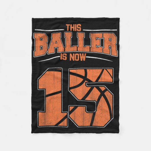 Happy Birthday 15 Year Old Bysketbyll Boys Fifteen フリースブランケット (正面)