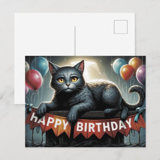 Happy Birthday 2026 Postcards Cat ポストカード (正面/裏面)