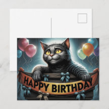 Happy Birthday 2026 Postcards Cat -2
