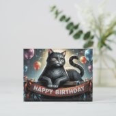 Happy Birthday 2026 Postcards Cat -3 ポストカード (スタンド正面)