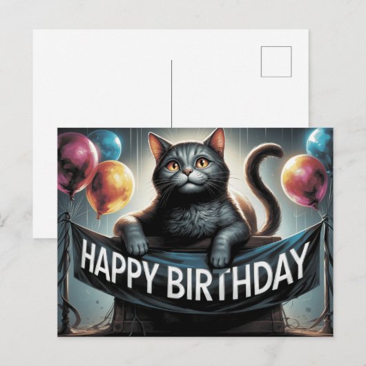 Happy Birthday 2026 Postcards Cat -4 ポストカード (正面/裏面)