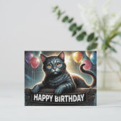 Happy Birthday 2026 Postcards Cat -5 ポストカード (スタンド正面)