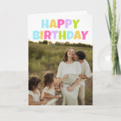 Happy Birthday 3 Photo Folded Greeting Card カード (正面)