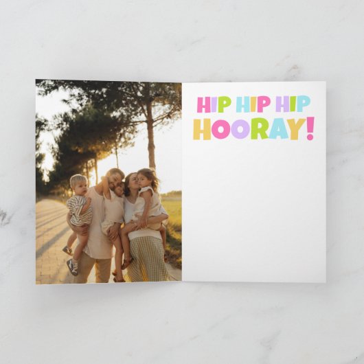 Happy Birthday 3 Photo Folded Greeting Card カード (内部)