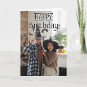 Happy Birthday 3 Photo Folded Greeting Card カード (正面)