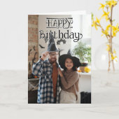 Happy Birthday 3 Photo Folded Greeting Card カード (黄色い花)