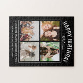 Happy Birthday 4 Photo Collage ジグソーパズル (横)