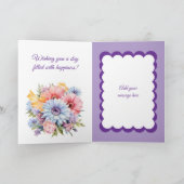 Happy Birthday 50 today flowers purple カード (内部)