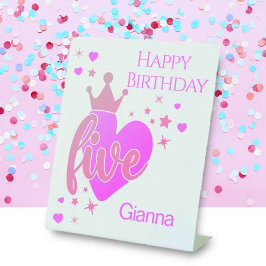 Happy Birthday #5 party Pedestal Sign 台座サイン