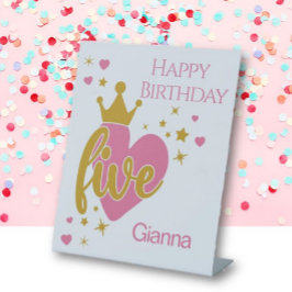 Happy Birthday #5 party Pedestal Sign 台座サイン