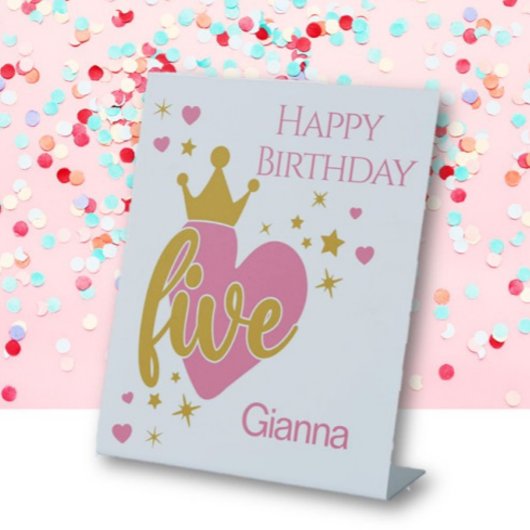 Happy Birthday #5 party Pedestal Sign 台座サイン
