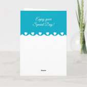 Happy Birthday 60 today flowers turquoise カード (裏面)