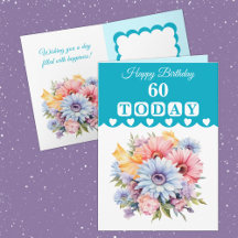 Happy Birthday 60 today flowers turquoise
