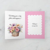 Happy Birthday 70 today flowers pink カード (内部)